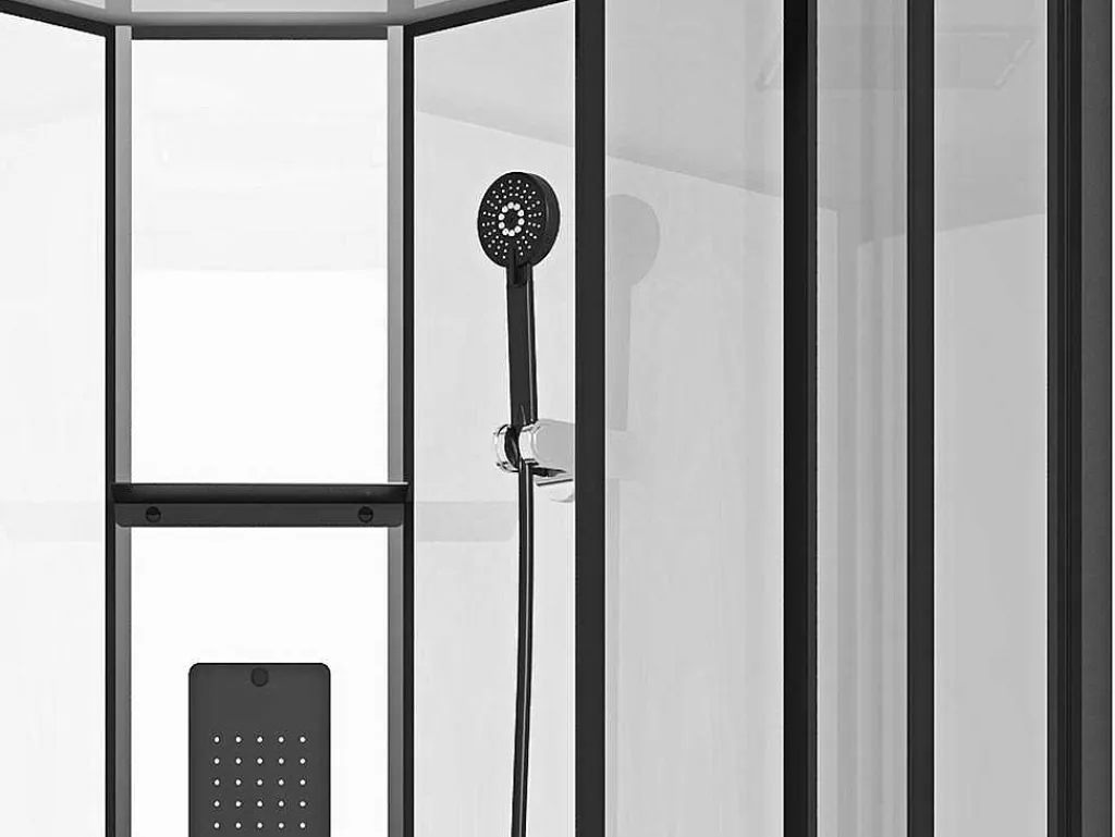 Kwartcirkelvormige Douchecabine Met Massagestralen L90 X B90 X H215 Cm Solena-Shower & Design