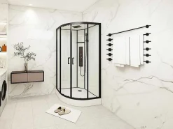 Kwartcirkelvormige Douchecabine Met Massagestralen L90 X B90 X H215 Cm Solena-Shower & Design