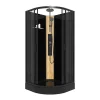 Kwartcirkelvormige Douchecabine Met Massagestralen En Paneel In Bamboe - Zwart - L90 X B90 X H225 Cm - Tiloma-Shower & Design Best