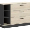 Ladekast - 3 Lades En 3 Nissen - Naturelkleur En Antraciet - Leandre-Vente-unique Sale
