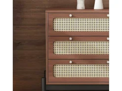 Ladekast - 3 Pvc Rotan Lades Met Zwarte Poten - Bruin-ModernLuxe Online