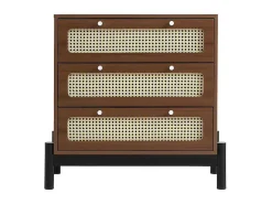 Ladekast - 3 Pvc Rotan Lades Met Zwarte Poten - Bruin-ModernLuxe Online