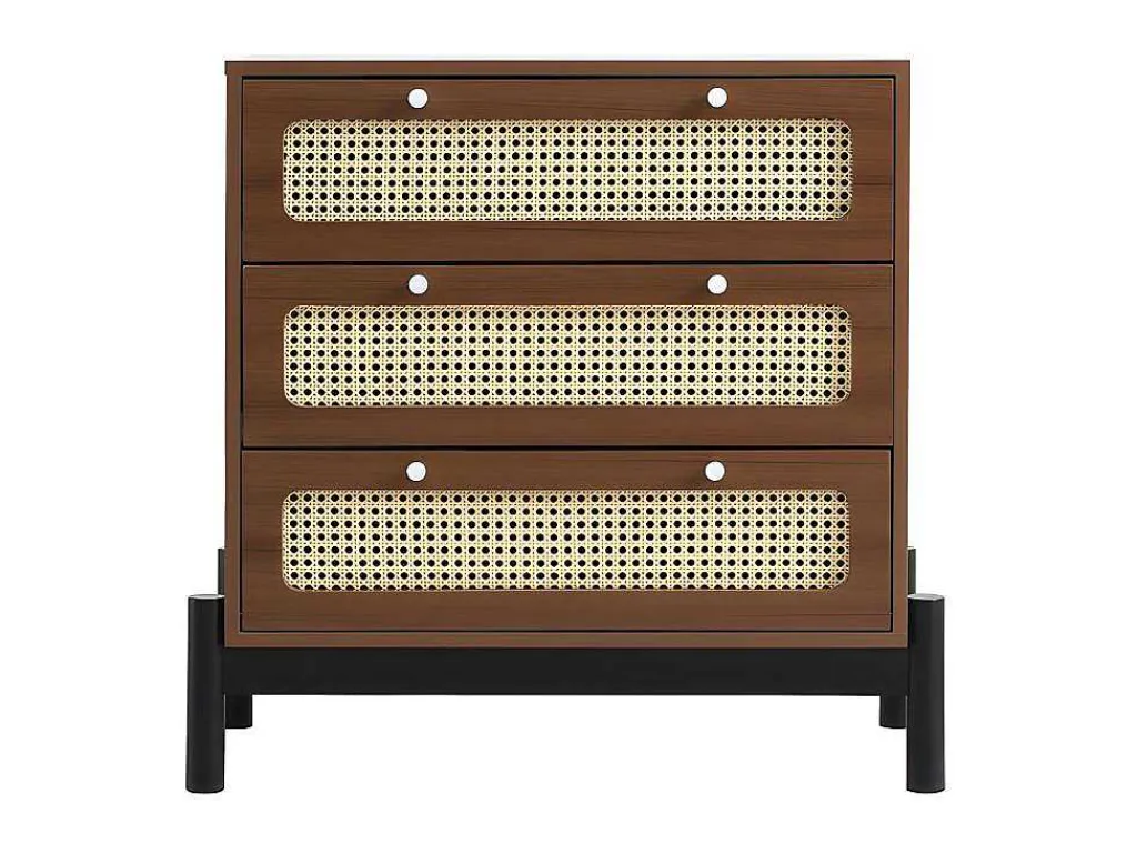 Ladekast - 3 Pvc Rotan Lades Met Zwarte Poten - Bruin-ModernLuxe Online