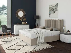 Ladekast Halo Ii - 6 Lades - Gelakt Mdf - Met Ledverlichting - Kleur: Wit En Beton-Vente-unique Discount
