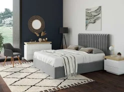 Ladekast Halo Ii - 6 Lades - Gelakt Mdf - Met Ledverlichting - Kleur: Wit En Eiken-Vente-unique Sale
