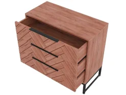 Ladekast Met 3 Lades - Acaciahout En Metaal - Naturel En Zwart - Vedila-Vente-unique Discount