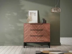 Ladekast Met 3 Lades - Acaciahout En Metaal - Naturel En Zwart - Vedila-Vente-unique Discount
