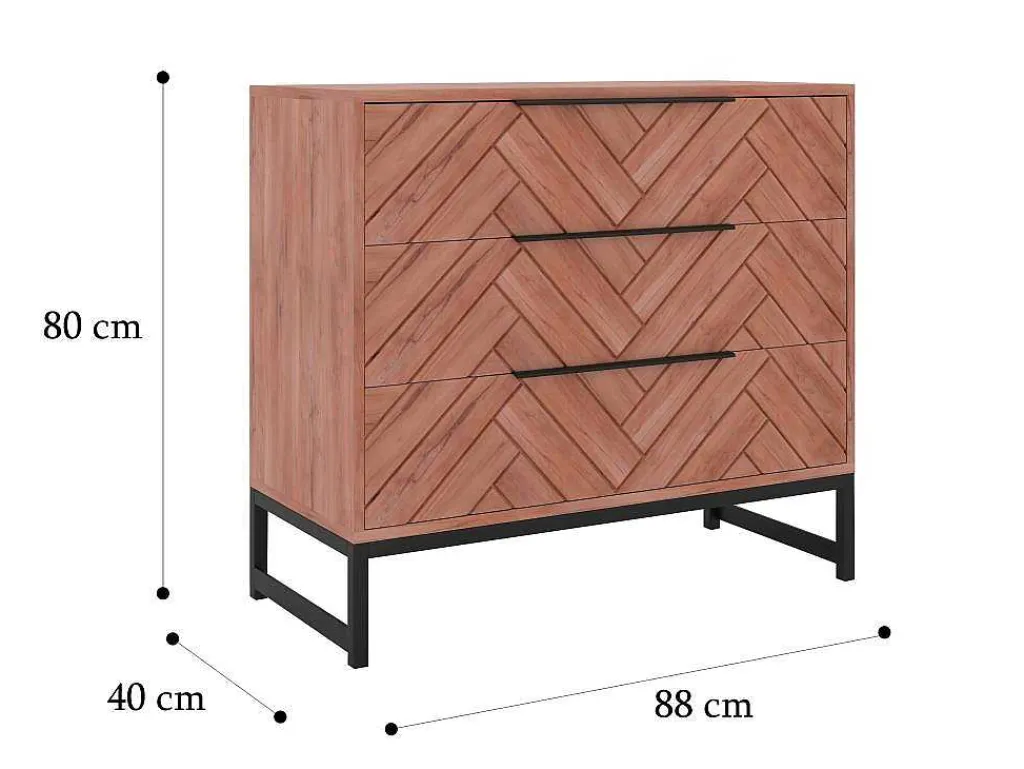Ladekast Met 3 Lades - Acaciahout En Metaal - Naturel En Zwart - Vedila-Vente-unique Discount