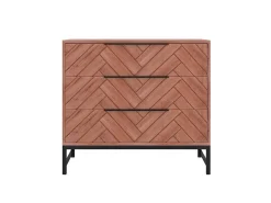 Ladekast Met 3 Lades - Acaciahout En Metaal - Naturel En Zwart - Vedila-Vente-unique Discount