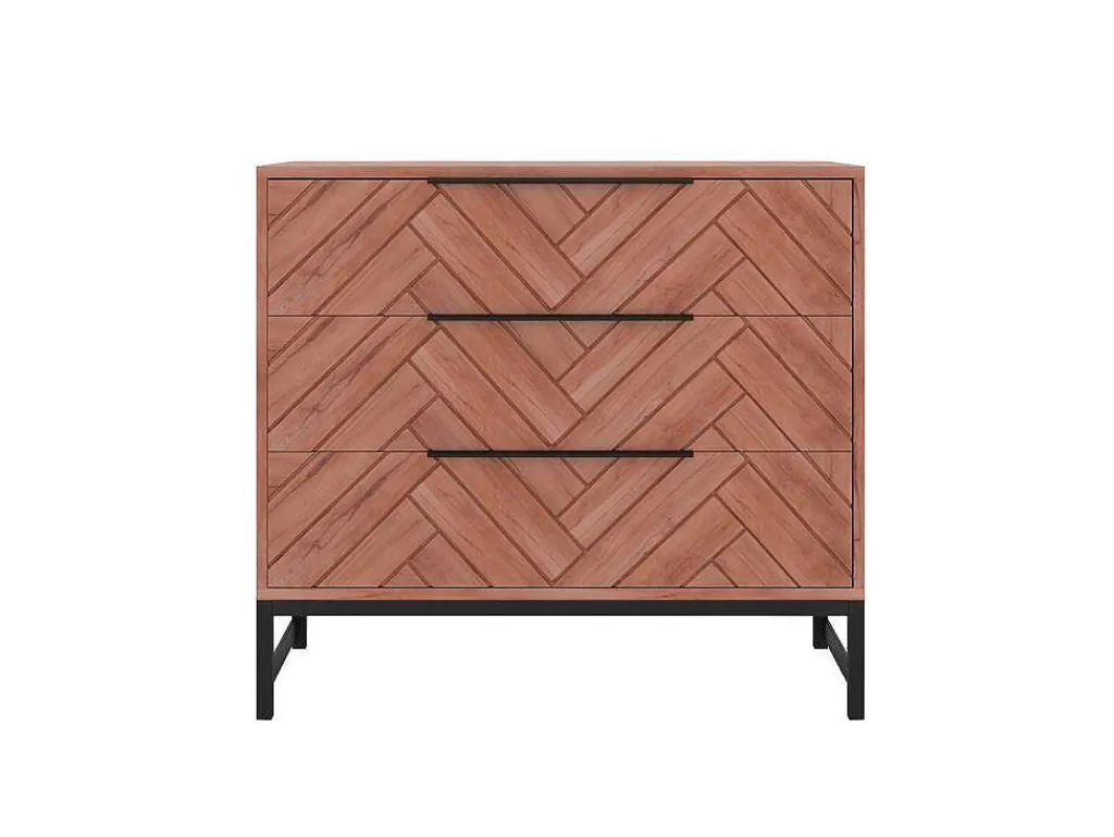 Ladekast Met 3 Lades - Acaciahout En Metaal - Naturel En Zwart - Vedila-Vente-unique Discount