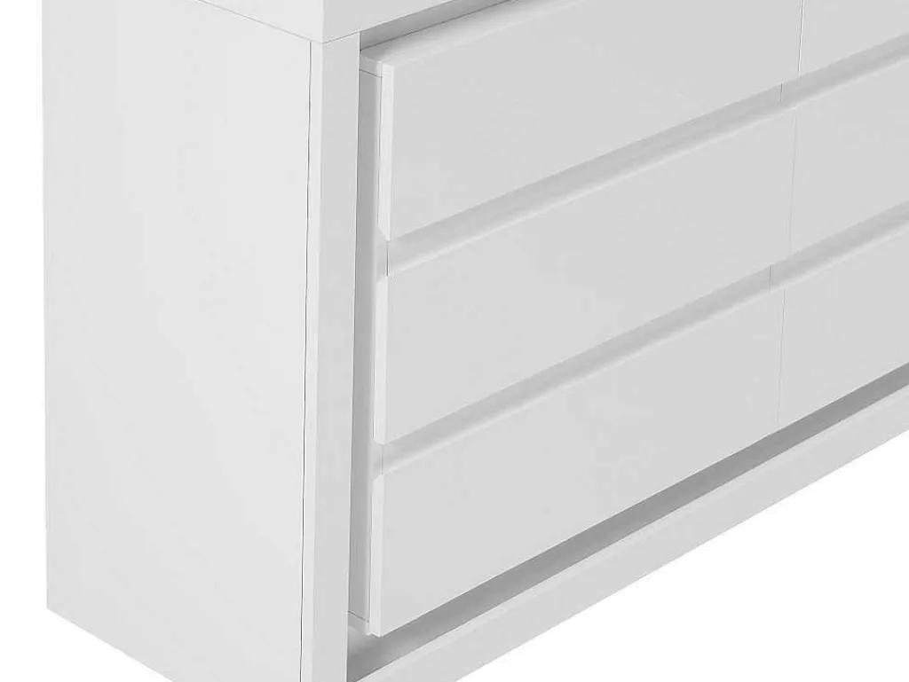 Ladekast Met 6 Lades - Met Ledverlichting - Mdf - Wit Gelakt - Flarancia-Vente-unique Hot