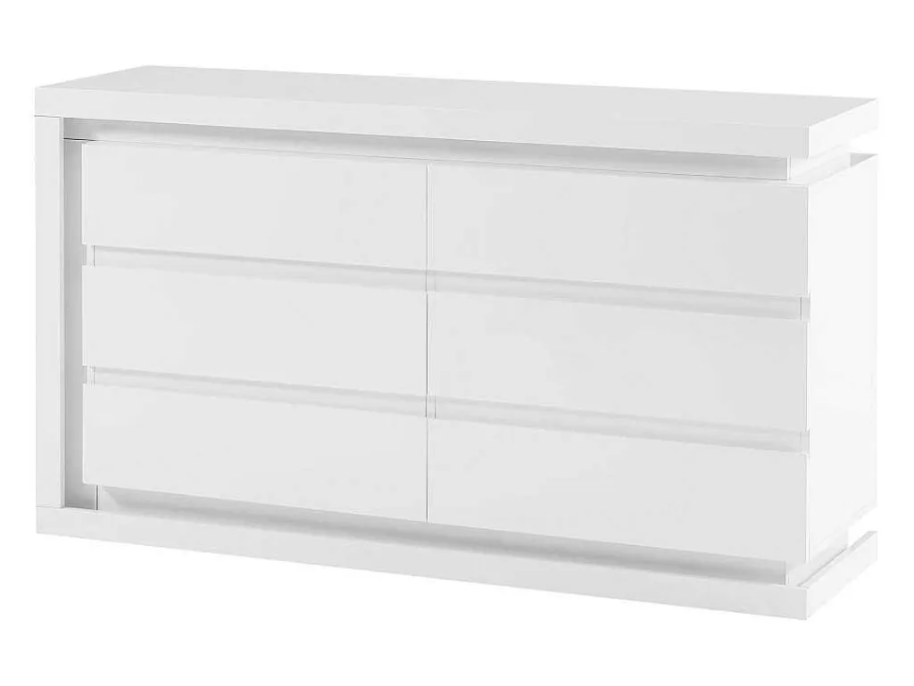 Ladekast Met 6 Lades - Met Ledverlichting - Mdf - Wit Gelakt - Flarancia-Vente-unique Hot
