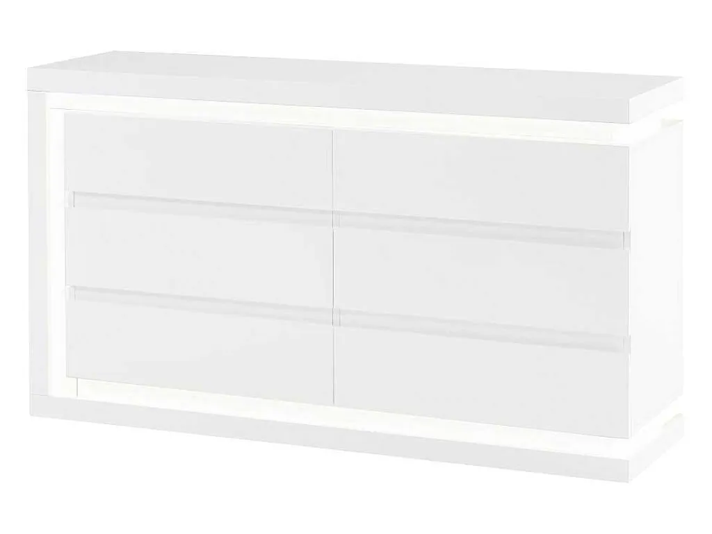 Ladekast Met 6 Lades - Met Ledverlichting - Mdf - Wit Gelakt - Flarancia-Vente-unique Hot