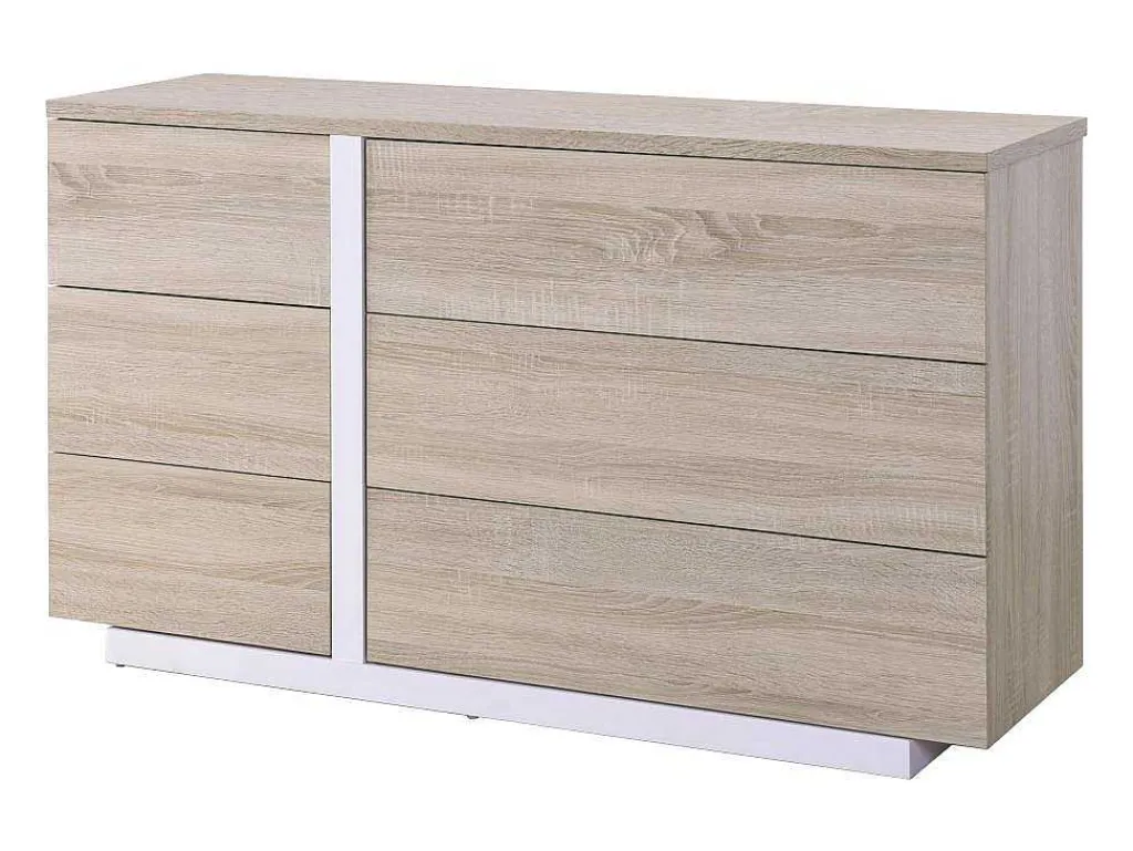 Ladekast Napoli - 6 Laden - Eiken En Wit-Vente-unique