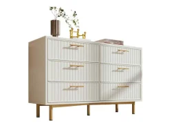 Ladekast Versierd Met Verticale Strepen - 6 Lades - Wit-ModernLuxe Discount