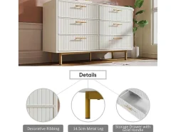 Ladekast Versierd Met Verticale Strepen - 6 Lades - Wit-ModernLuxe Discount