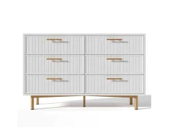 Ladekast Versierd Met Verticale Strepen - 6 Lades - Wit-ModernLuxe Discount