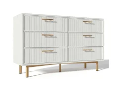 Ladekast Versierd Met Verticale Strepen - 6 Lades - Wit-ModernLuxe Discount