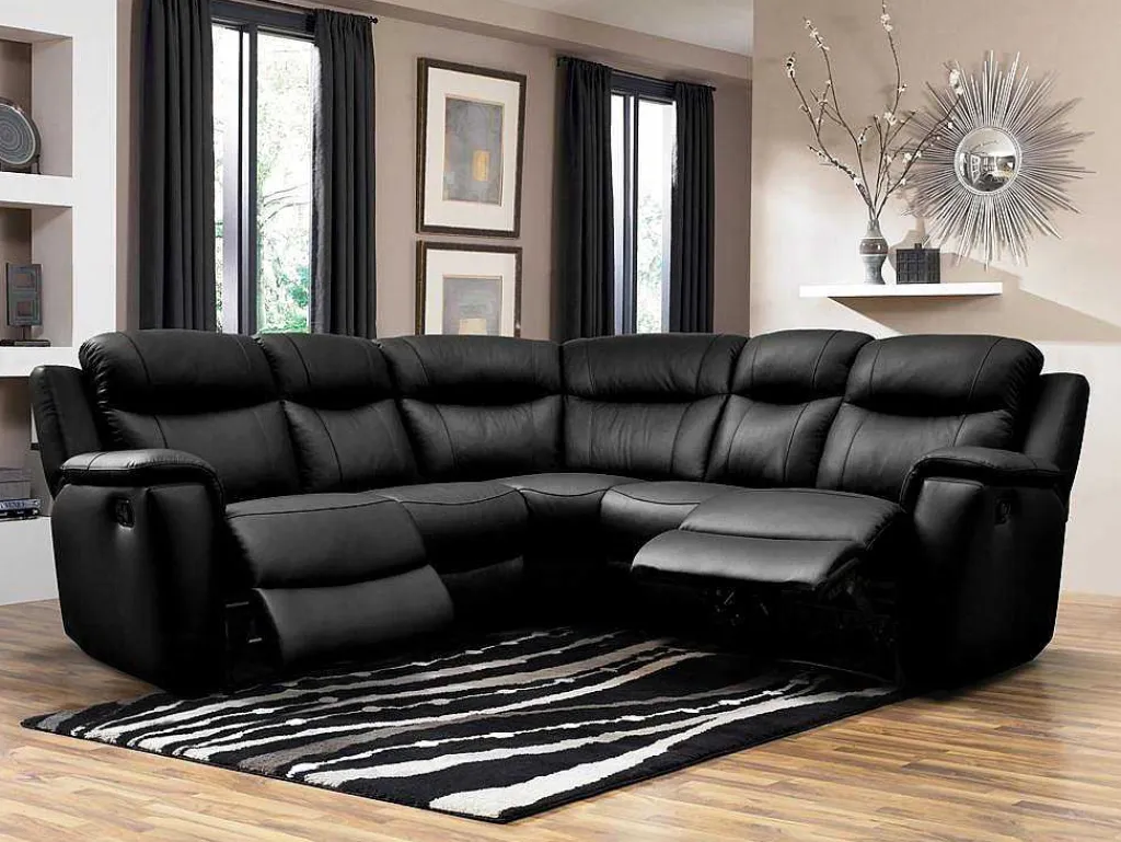 Leren Relaxhoekbank Evasion - Zwart-Vente-unique Hot