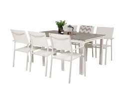 Levels Tuinmeubelset Tafel 100X160/240Cm En 6 Stoel Santorini Wit, Grijs.-Vente-unique Online