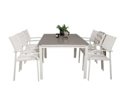 Levels Tuinmeubelset Tafel 100X160/240Cm En 6 Stoel Santorini Wit, Grijs.-Vente-unique Online