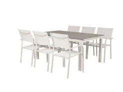 Levels Tuinmeubelset Tafel 100X160/240Cm En 6 Stoel Santorini Wit, Grijs.-Vente-unique Online