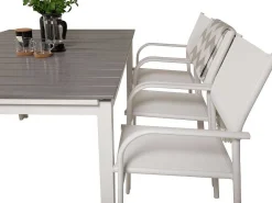 Levels Tuinmeubelset Tafel 100X160/240Cm En 6 Stoel Santorini Wit, Grijs.-Vente-unique Online