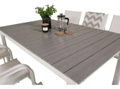 Levels Tuinmeubelset Tafel 100X160/240Cm En 6 Stoel Santorini Wit, Grijs.-Vente-unique Online