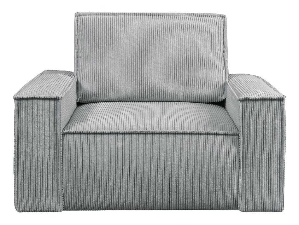 Lichtgrijze Ribfluwelen Fauteuil Amelia-Vente-unique New