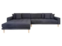Lido Bank , Loungebank Links Gericht Met 4 Kussens Donkergrijs.-Vente-unique Outlet