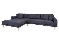 Lido Bank , Loungebank Links Gericht Met 4 Kussens Donkergrijs.-Vente-unique Outlet