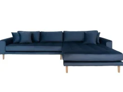 Lido Bank Met Chaise Longue Rechts Velours Donker Blauw.-House Nordic Online