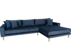 Lido Bank Met Chaise Longue Rechts Velours Donker Blauw.-House Nordic Online