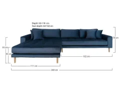 Lido Bank Met Chaise Longue Links Velours Donker Blauw.-House Nordic Online