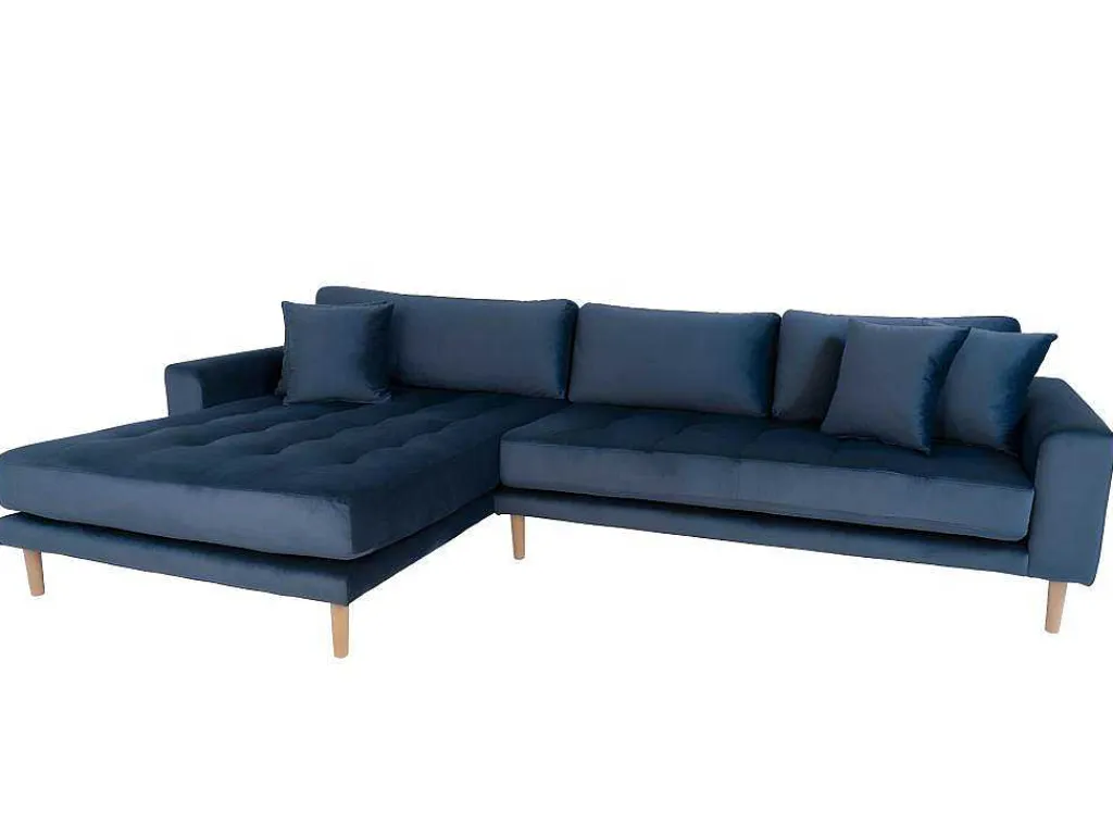 Lido Bank Met Chaise Longue Links Velours Donker Blauw.-House Nordic Online