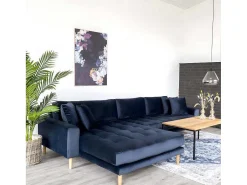 Lido Bank Met Chaise Longue Links Velours Donker Blauw.-House Nordic Online