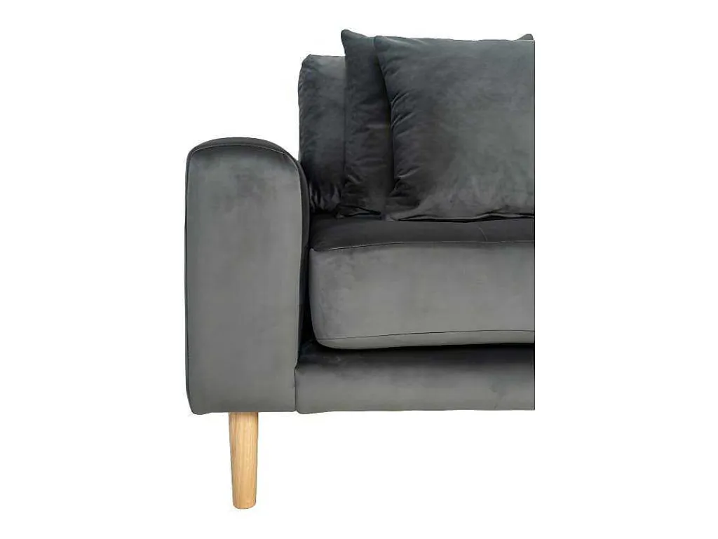 Lido Chaiselong Sofa Rechts Met 4 Kussens, Velour Grijs.-House Nordic Discount