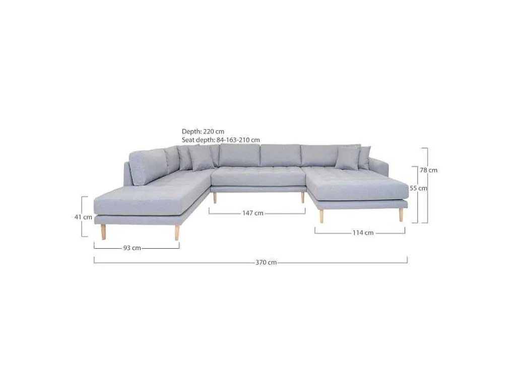 Lido Ubank Rechts Gedraaid Incl. 4 Sierkussens, Lichtgrijs.-House Nordic Sale