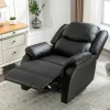 Liggende Relaxfauteuil Met Verstelbare Handvoetsteun, Bekleding Van Zwart Kunstleer-Vente-unique Sale