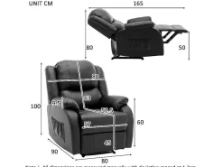 Liggende Relaxfauteuil Met Verstelbare Handvoetsteun, Bekleding Van Zwart Kunstleer-Vente-unique Sale