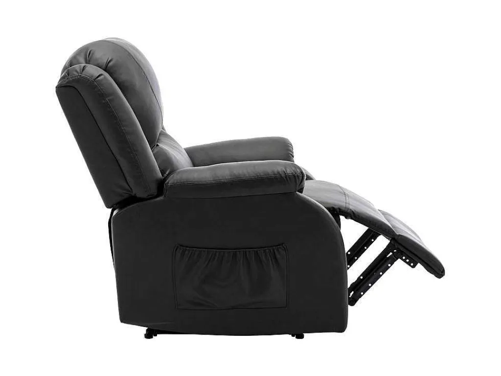 Liggende Relaxfauteuil Met Verstelbare Handvoetsteun, Bekleding Van Zwart Kunstleer-Vente-unique Sale