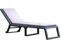 Ligstoel Met Gevlochten Effect Canberra - Met Matras - Grijs En Wit-Vente-unique Online