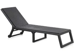 Ligstoel Met Gevlochten Effect Canberra - Zonder Matras - Grijs-Vente-unique