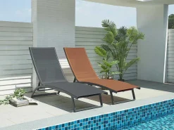 Ligstoel Met Verschillende Standen Van Aluminium En Textileen - Terracotta - Saranda Van-MYLIA Discount