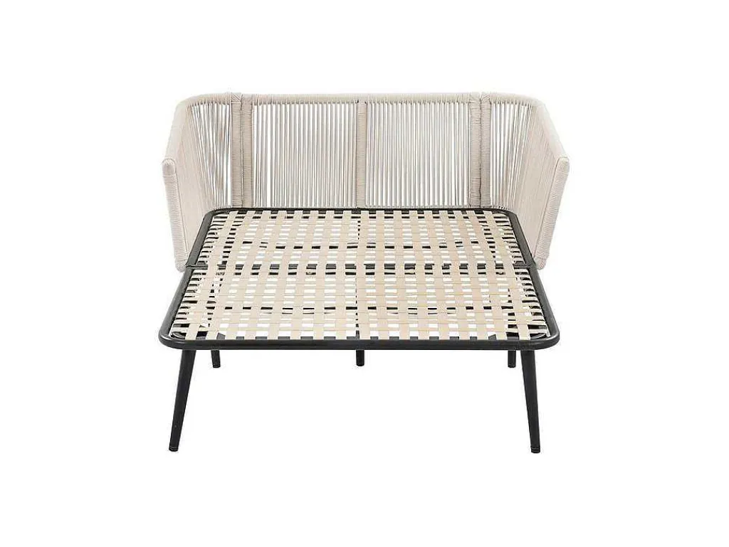 Ligstoel, Tuinbank - Gegalvaniseerd Staal En Gevlochten Touw - 2 Plaatsen - Beige-ModernLuxe