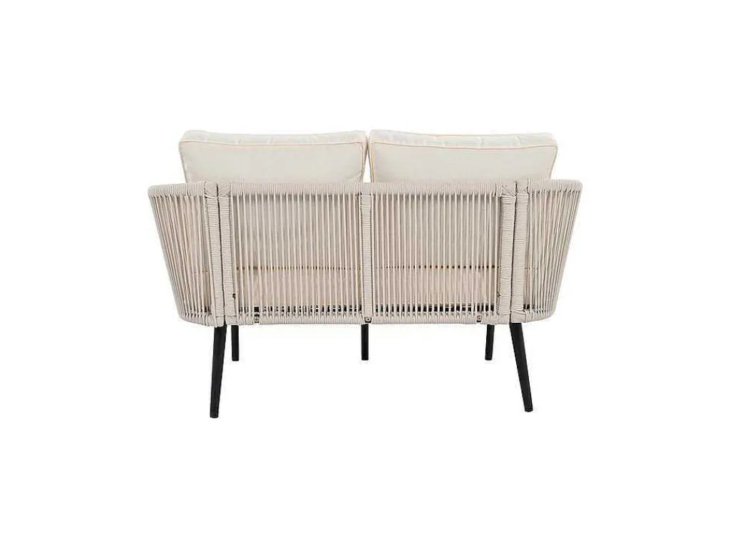 Ligstoel, Tuinbank - Gegalvaniseerd Staal En Gevlochten Touw - 2 Plaatsen - Beige-ModernLuxe