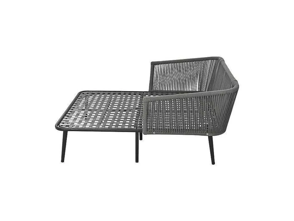 Ligstoel, Tuinbank - Gegalvaniseerd Staal En Gevlochten Touw - 2 Plaatsen - Grijs-ModernLuxe Outlet
