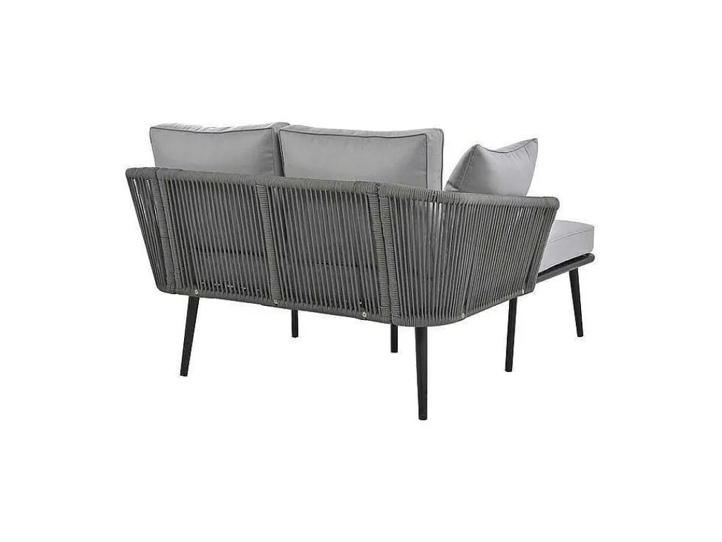 Ligstoel, Tuinbank - Gegalvaniseerd Staal En Gevlochten Touw - 2 Plaatsen - Grijs-ModernLuxe Outlet