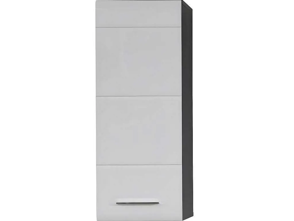 Linebad Badkamerkast 1 Deur Gerookt Zilver, Wit Hoogglans.-Trendteam Outlet