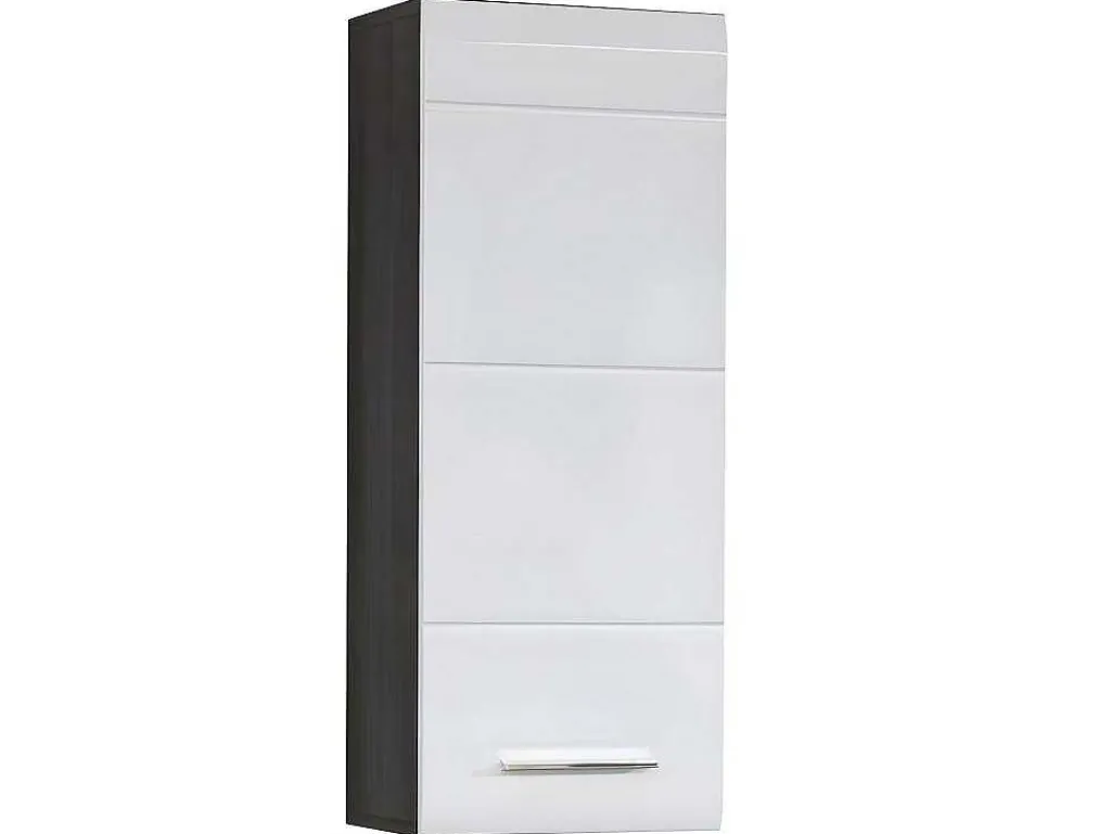 Linebad Badkamerkast 1 Deur Gerookt Zilver, Wit Hoogglans.-Trendteam Outlet
